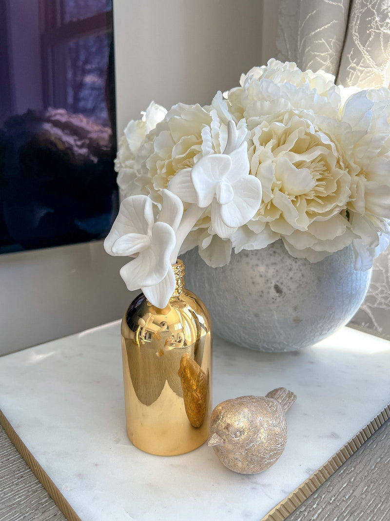 Gold Diffuser with White Flower