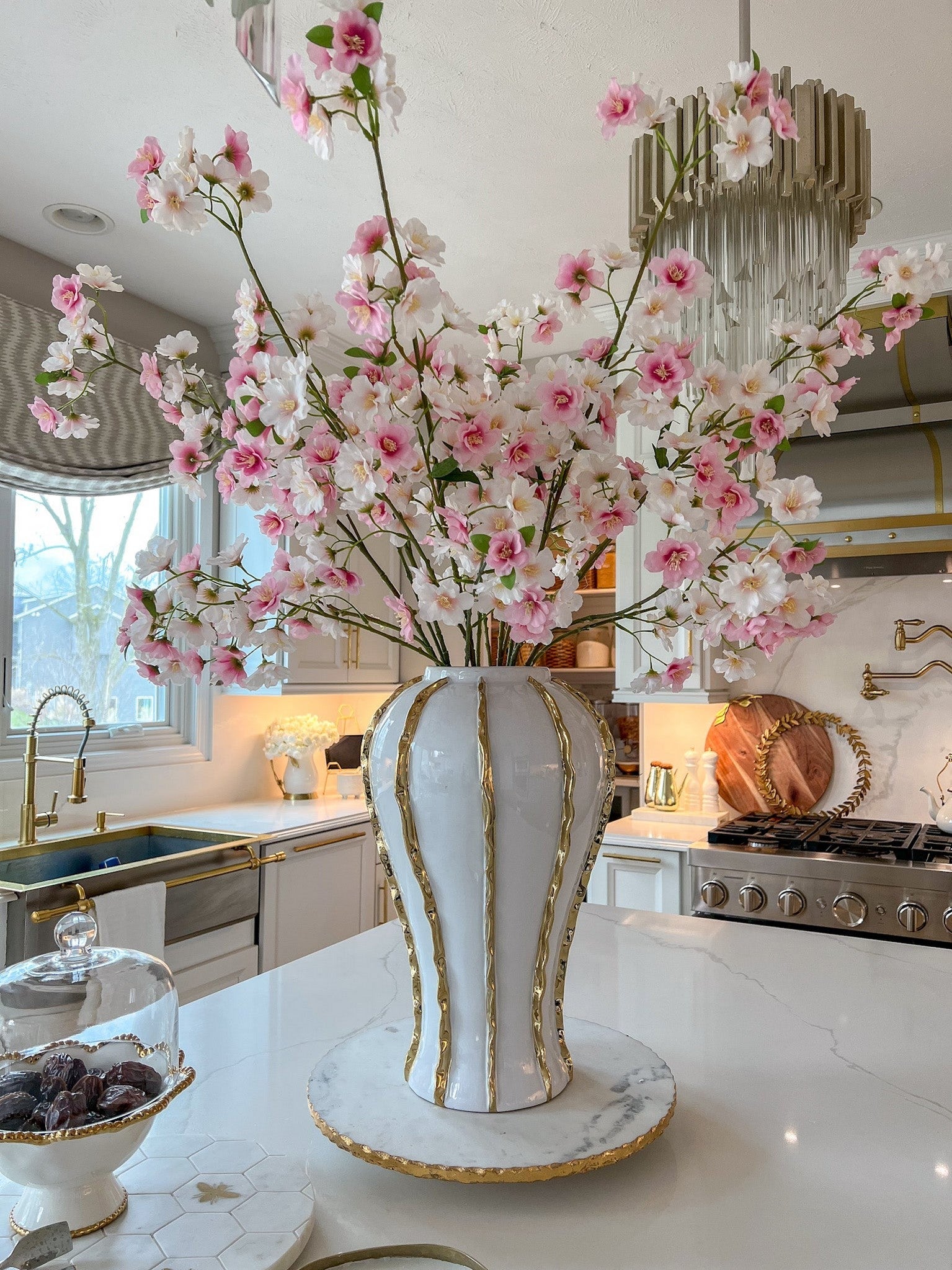 49" Blush Pink & White Cherry Blossom Stem