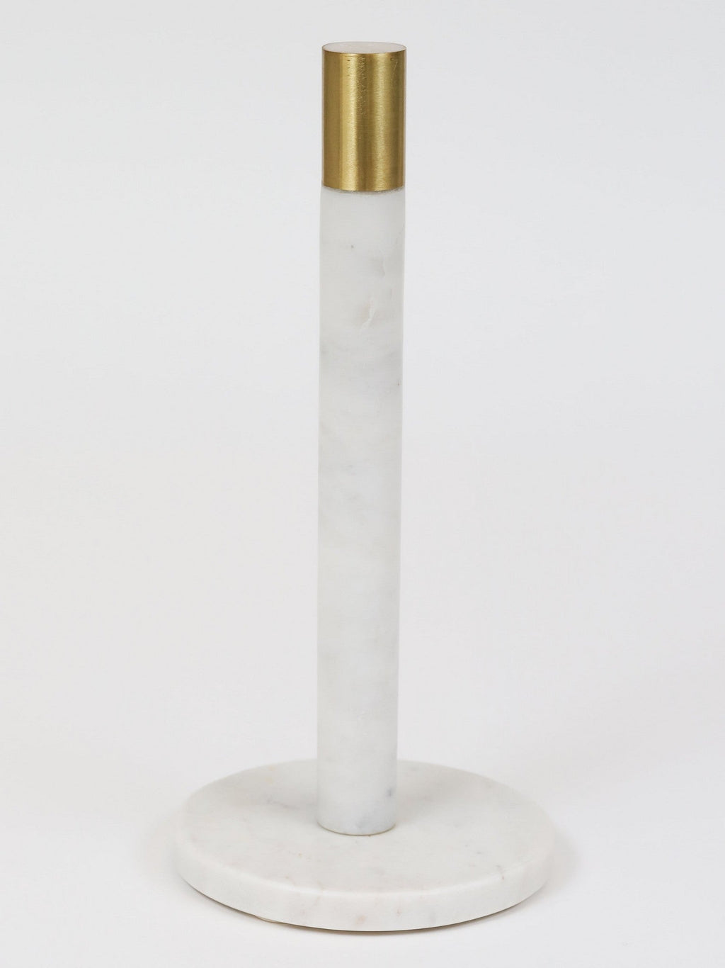 Marble Paper Towel Holder w/ Brass Top, White 12H - Phina Shop