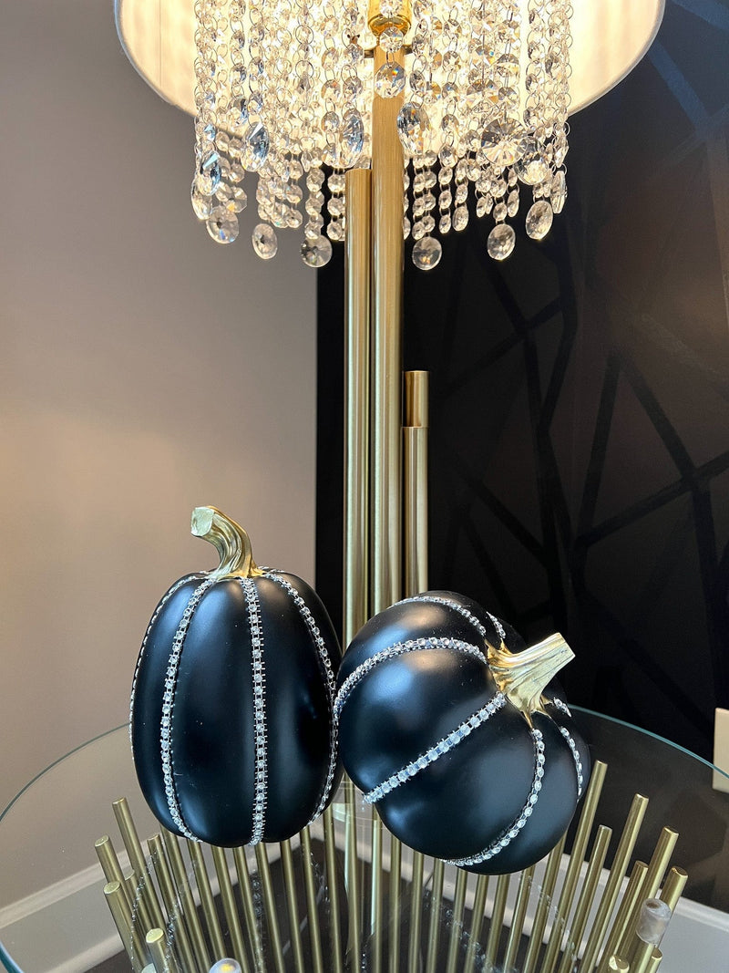 Black Jeweled Resin Pumpkin (2 Sizes)