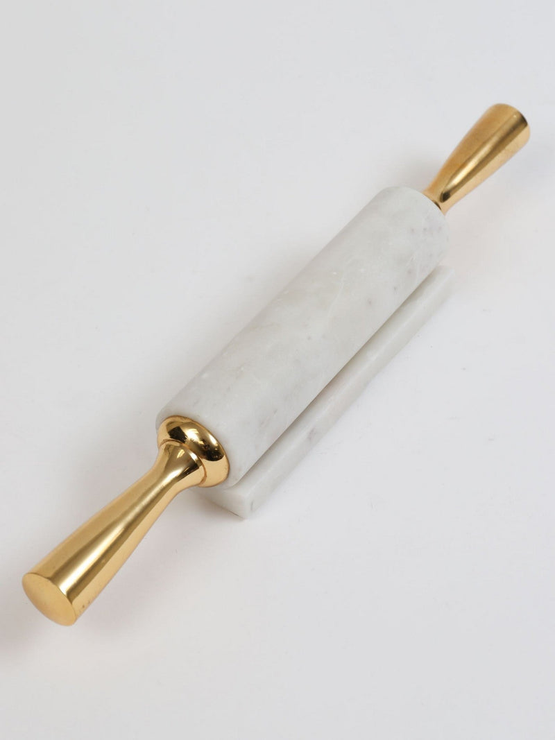 Distressed Gold Handle Marble Decoraive Rolling Pin-Inspire Me! Home Decor