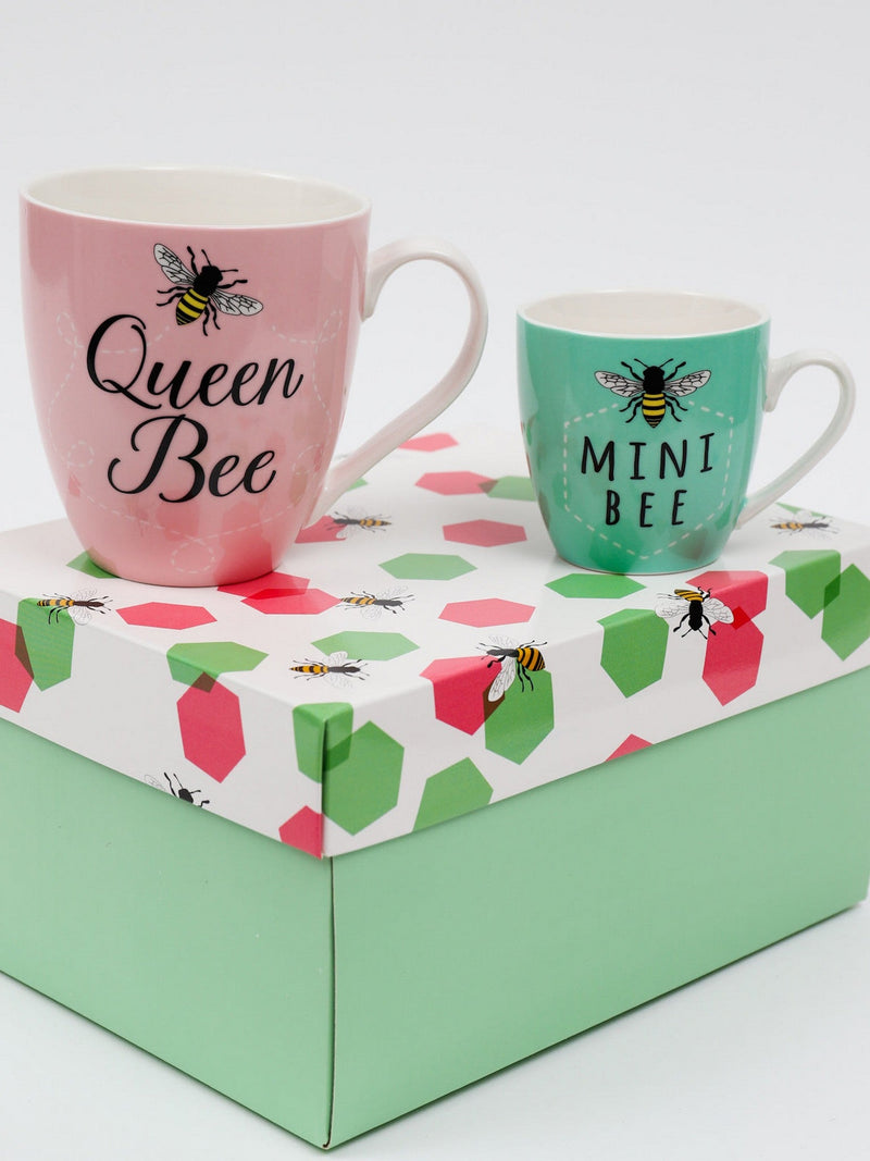 Queen Bee & Mini Bee Mug Set