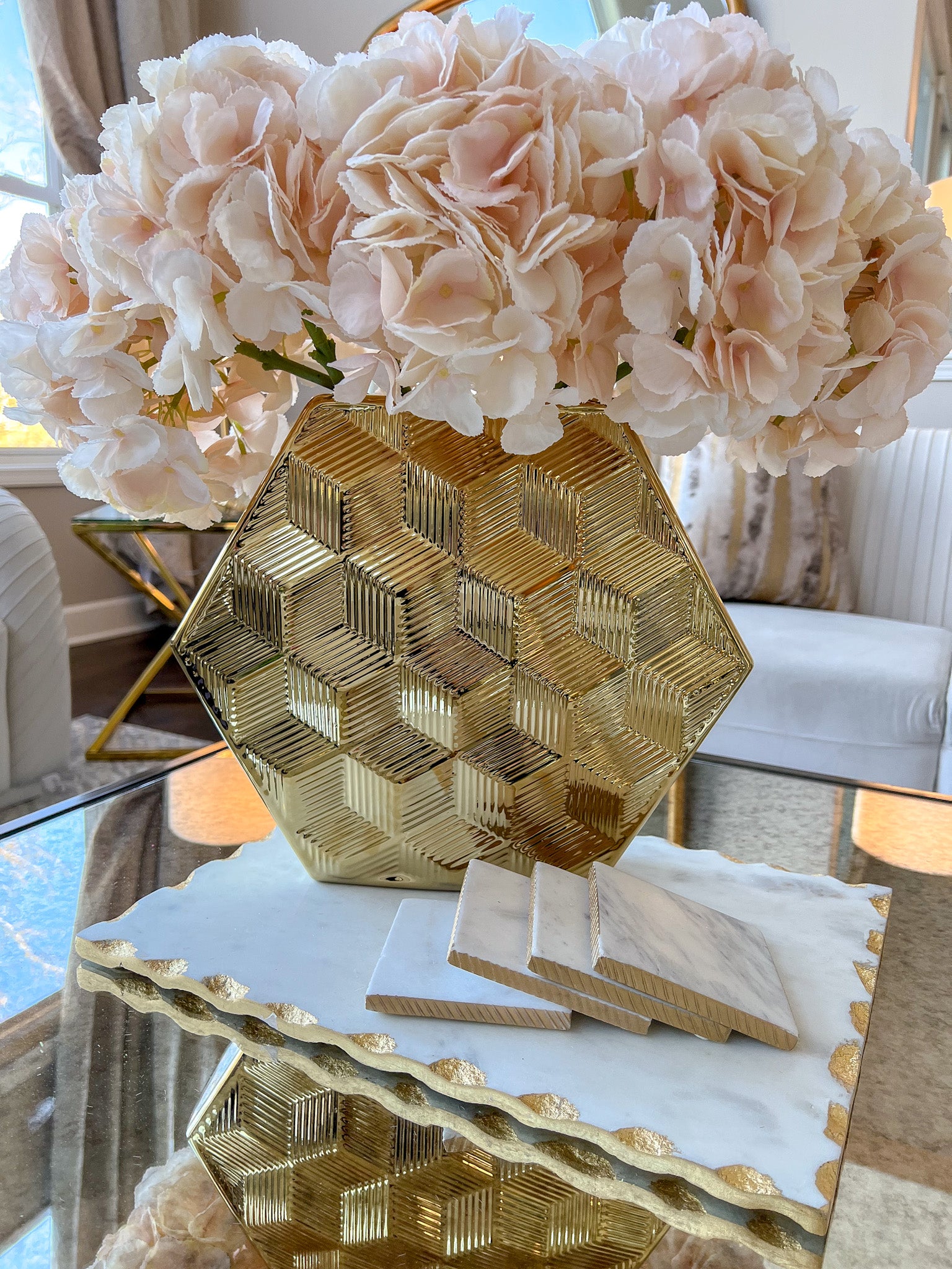 Gold Hexagon Vase