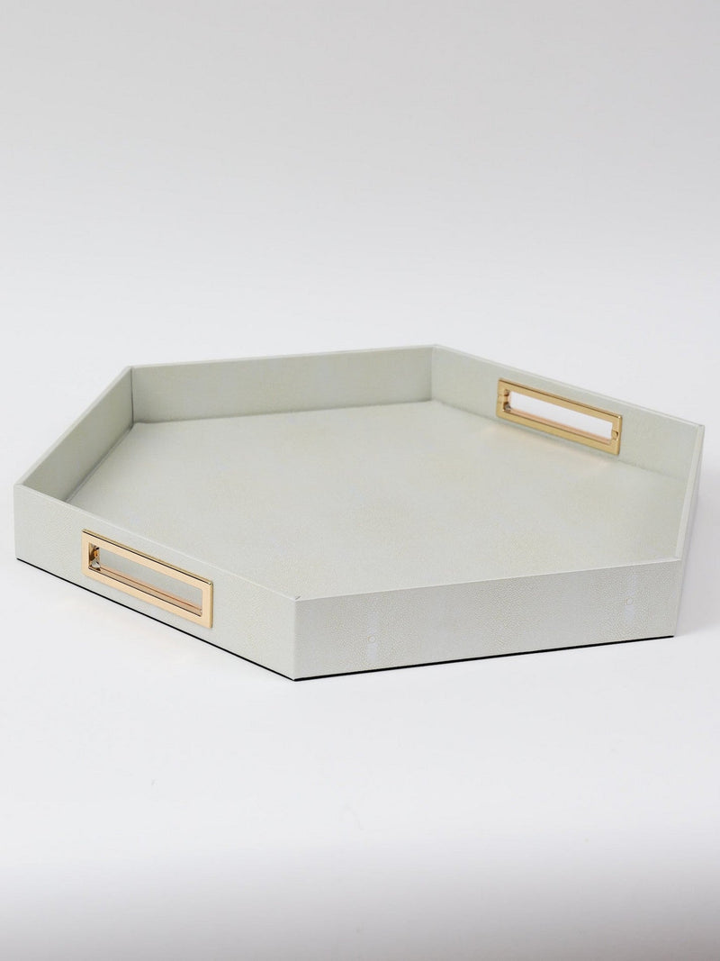 Pearlized Hexagon Trays with Gold Handles (2 Sizes)