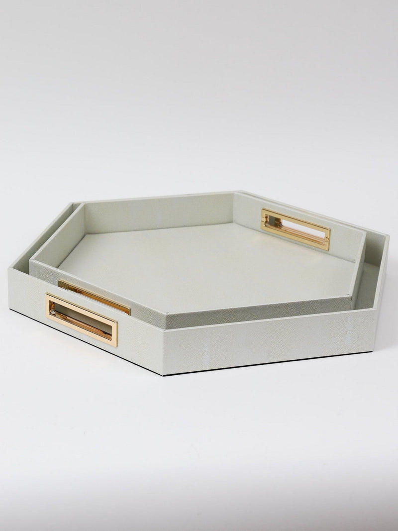 Pearlized Hexagon Trays with Gold Handles (2 Sizes)