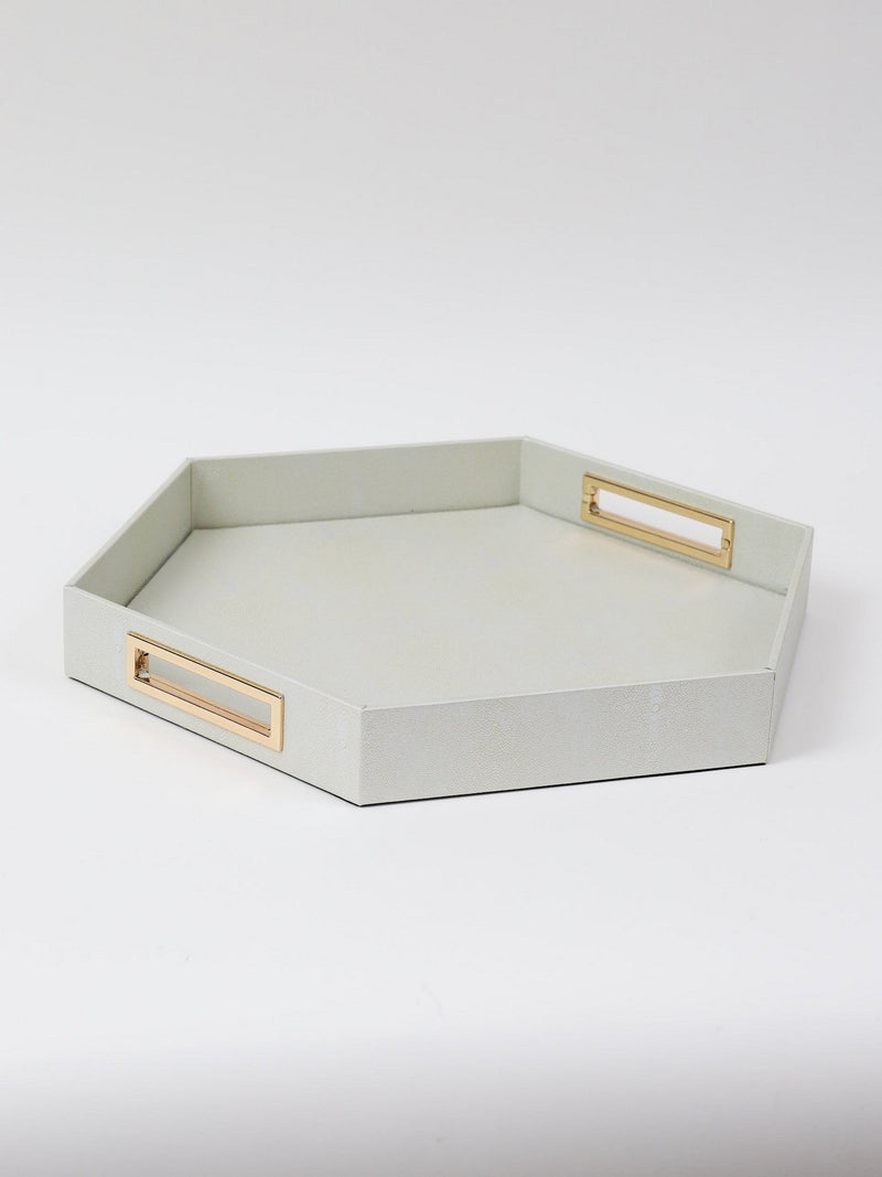 Pearlized Hexagon Trays with Gold Handles (2 Sizes)