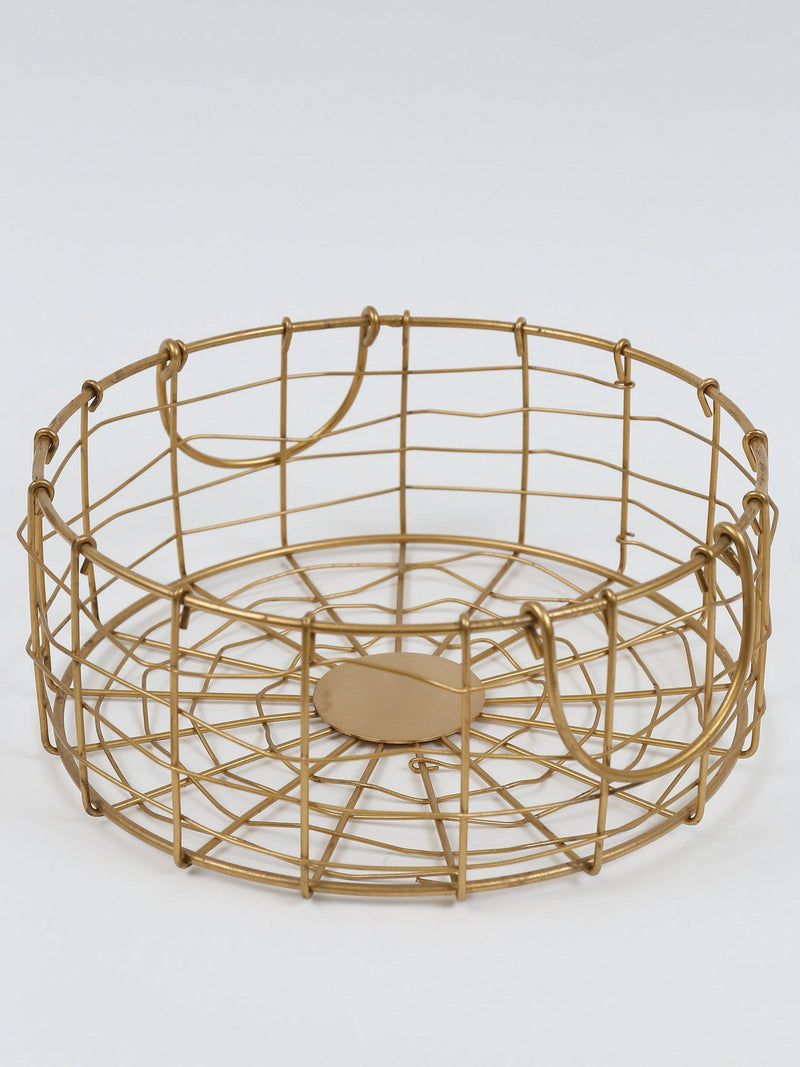 Distressed Gold Round Wire Baskets (3 Sizes)-Inspire Me! Home Decor