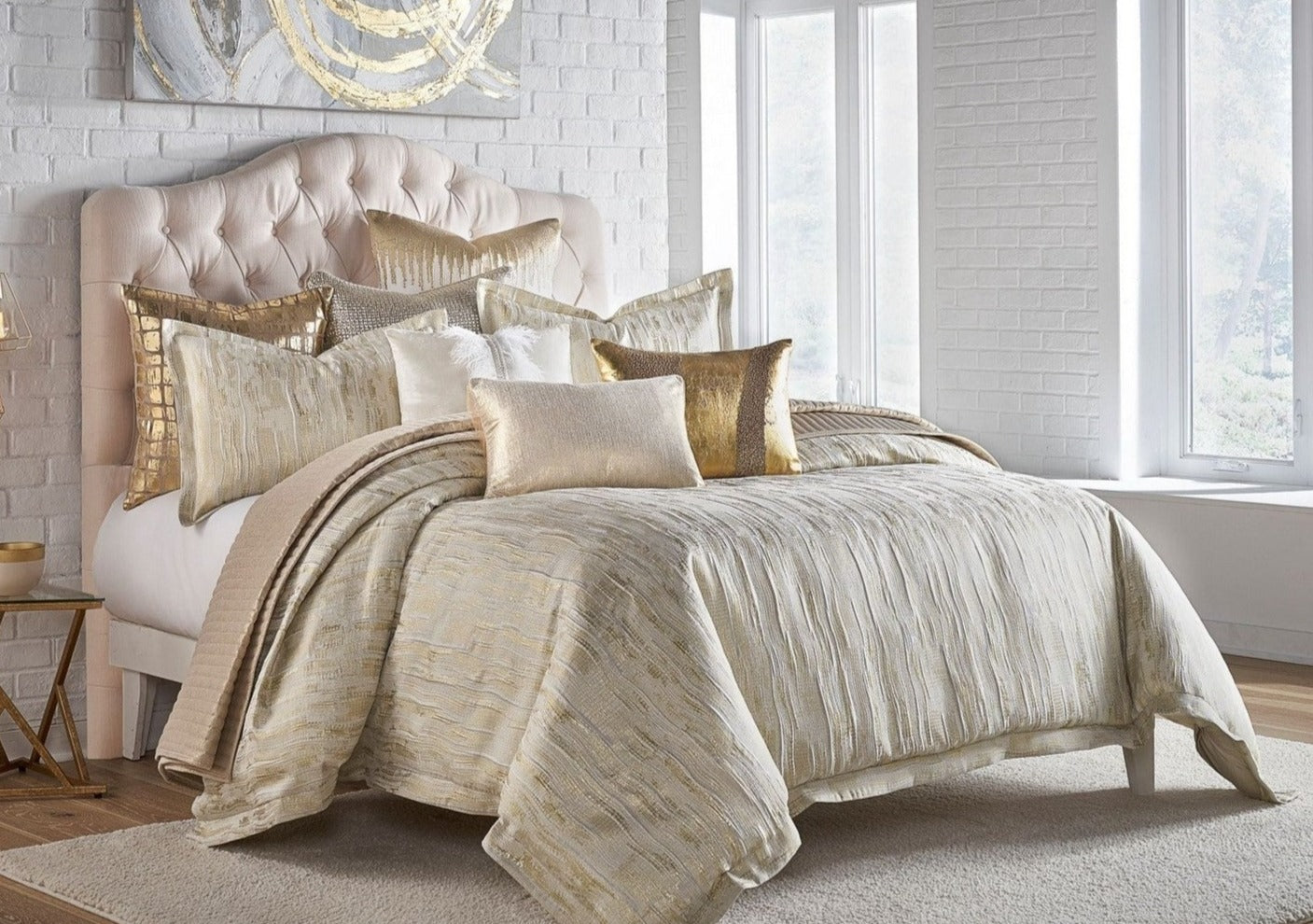 Naja Ivory Gold Duvet Set (2 sizes)-Inspire Me! Home Decor