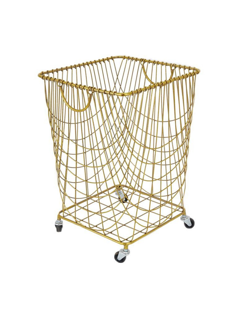 Gold Metal Rolling Laundry Basket/Storage Cart