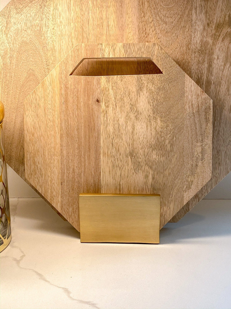 Geometric Mango Wood Boards w/ Gold Stand-Inspire Me! Home Decor