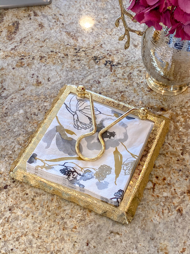 Marble Napkin Holder with Gold Detailing-Inspire Me! Home Decor