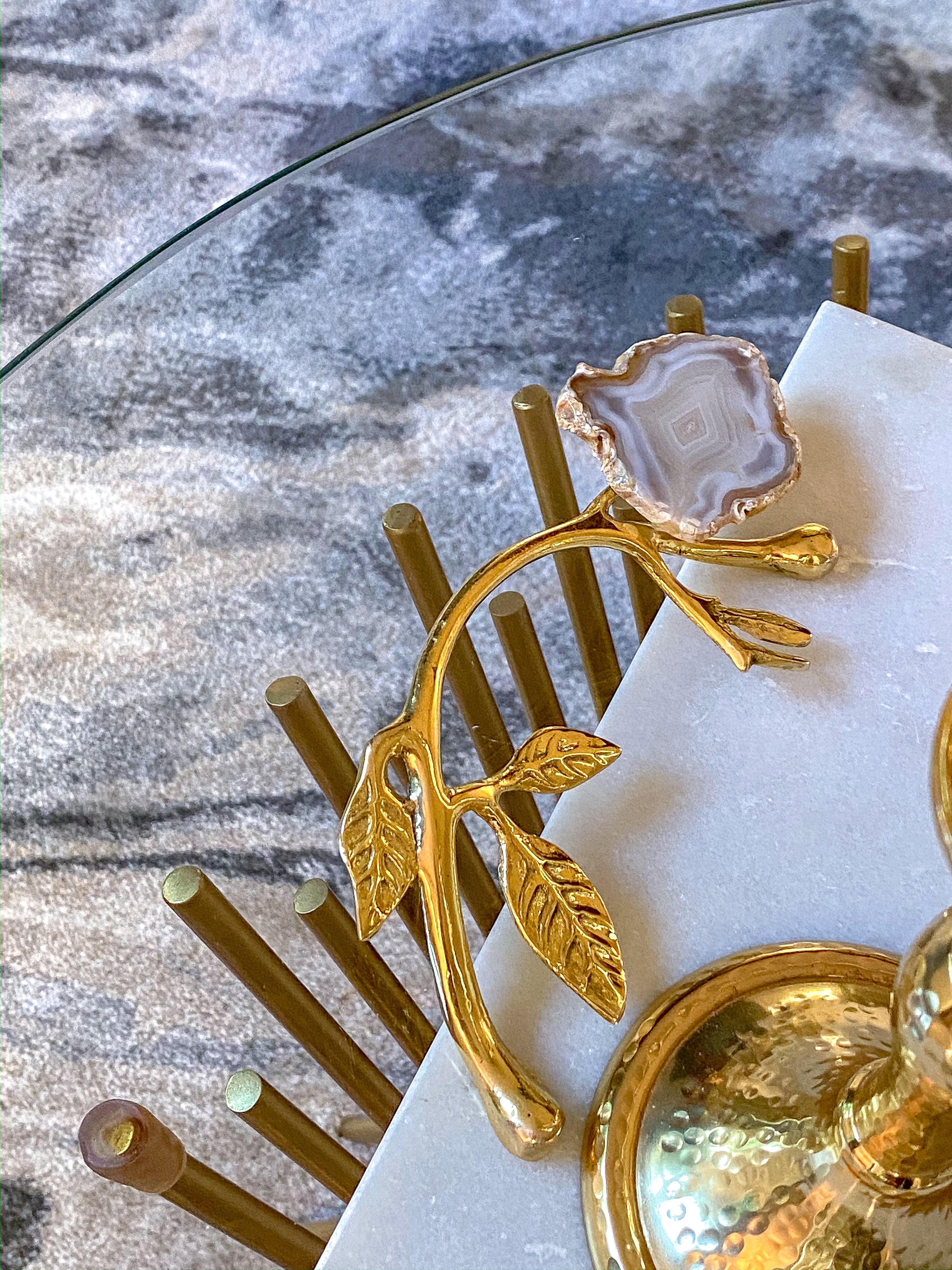 Marble Tray with Gold Agate Handles-Inspire Me! Home Decor