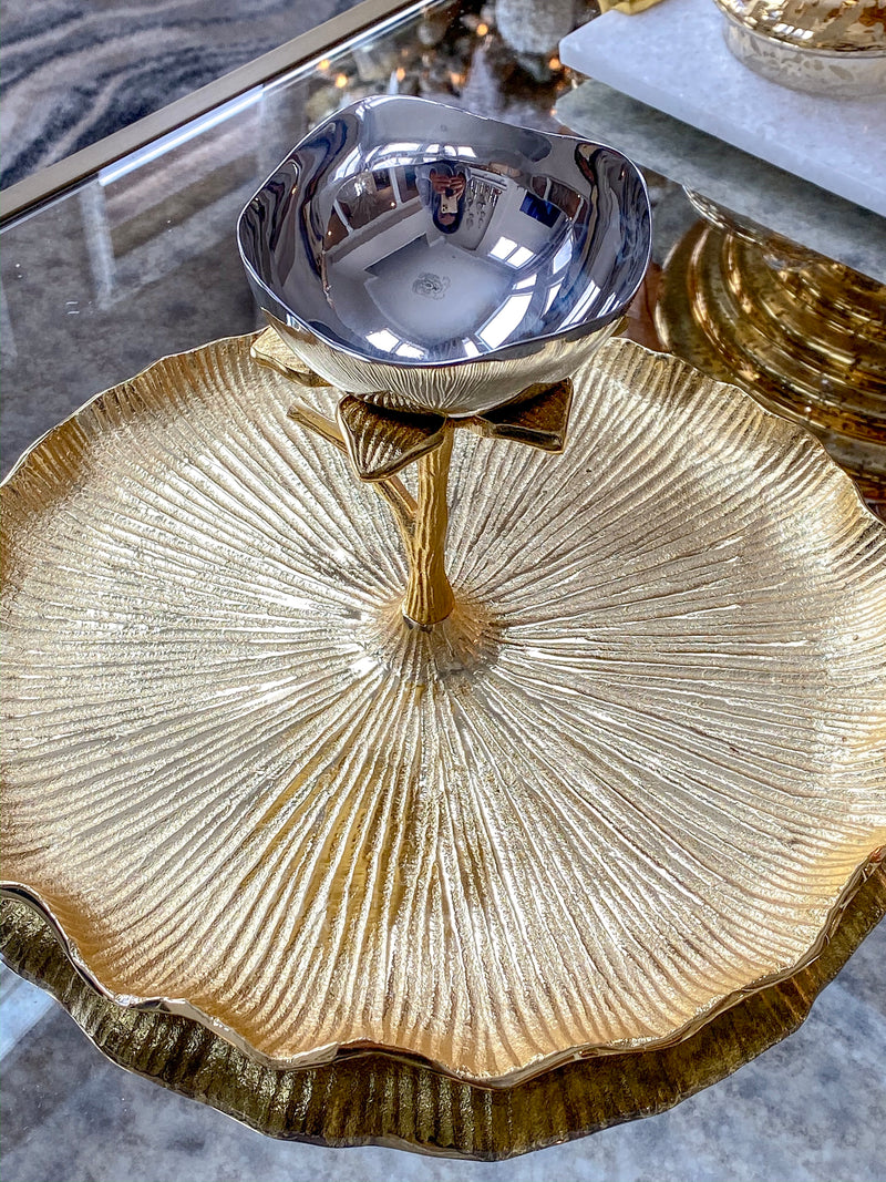 Large Gold Lotus Flower Platter-Inspire Me! Home Decor