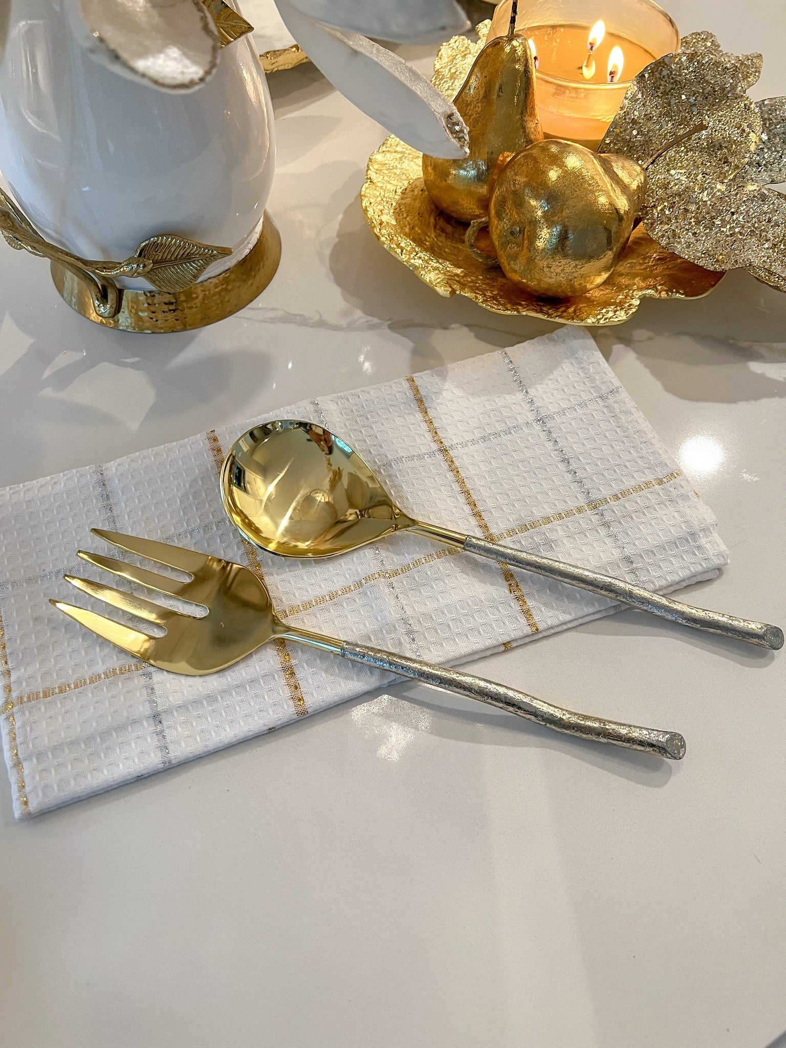 Gold and Silver Serving Spoons-Inspire Me! Home Decor