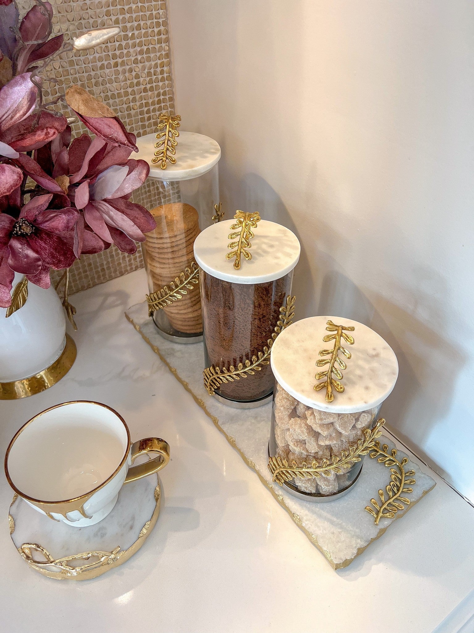 Gold Leaf Canister from The Jasmine Collection (3 Sizes)