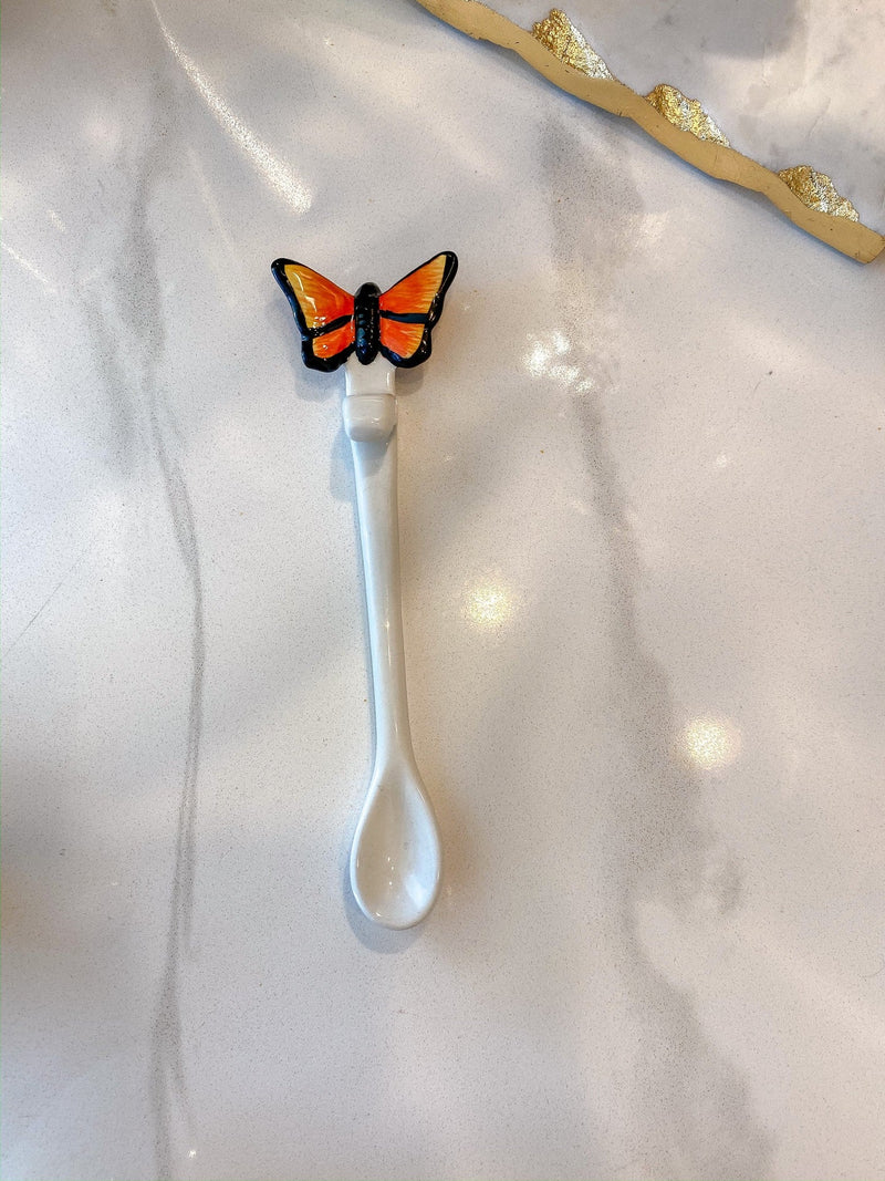 White Stir Spoon w/ Monarch Butterfly Topper-Inspire Me! Home Decor
