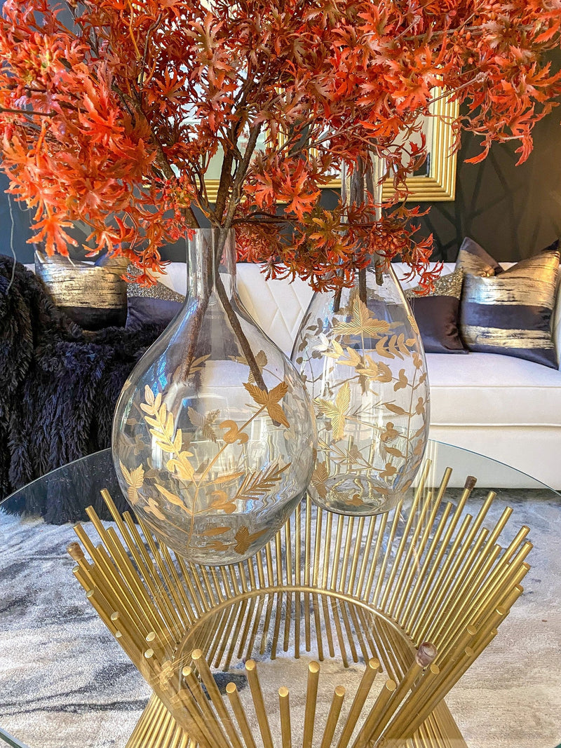 Gold Gilded Leaf Vase (2 Sizes)-Inspire Me! Home Decor