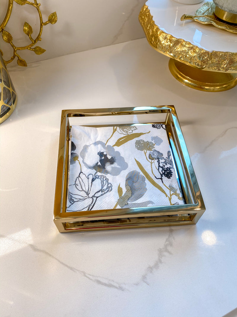 Gold Mirrored Base Napkin Holder-Inspire Me! Home Decor