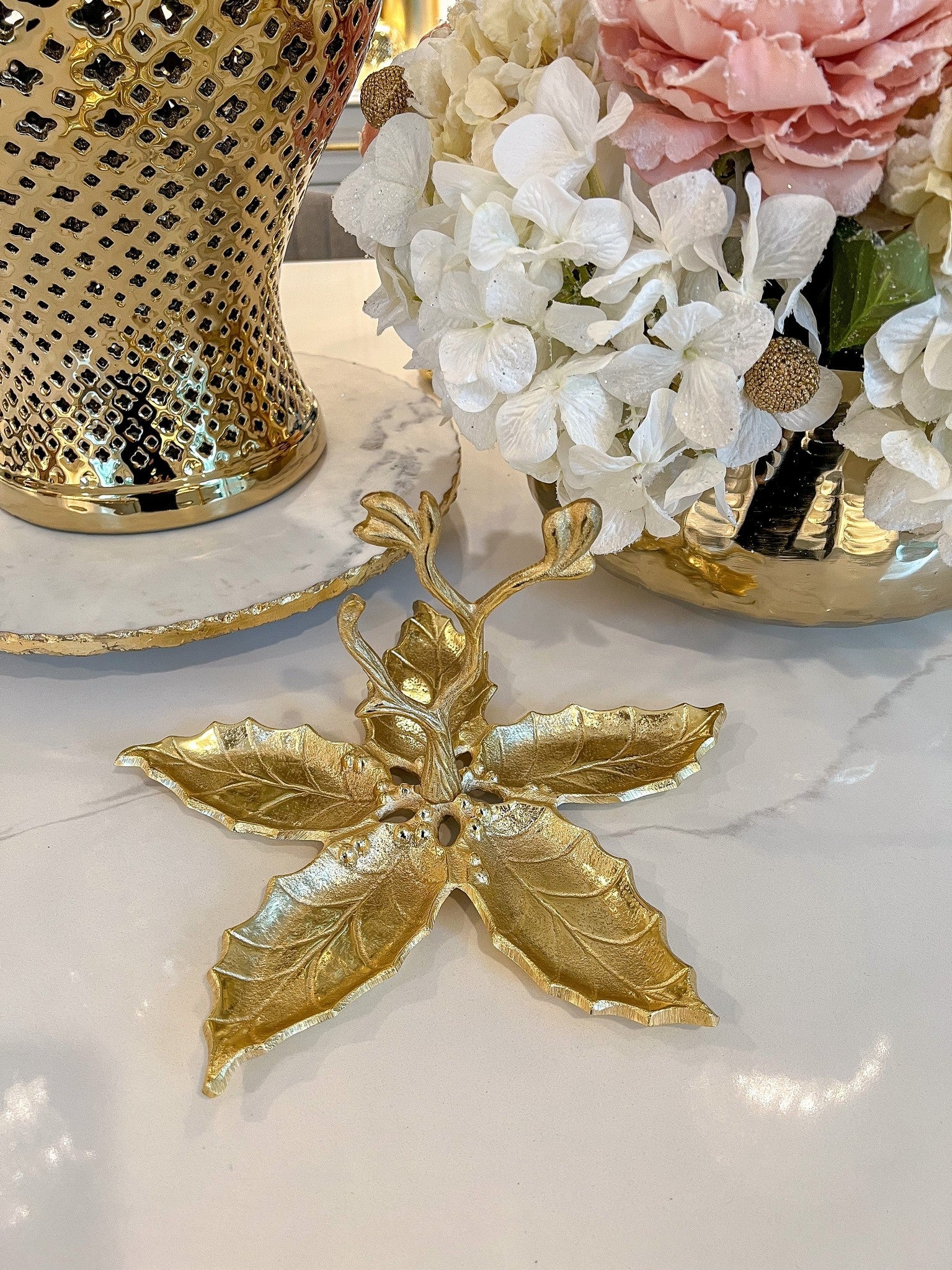 Gold 5 Section Leaf Snack Dish-Inspire Me! Home Decor