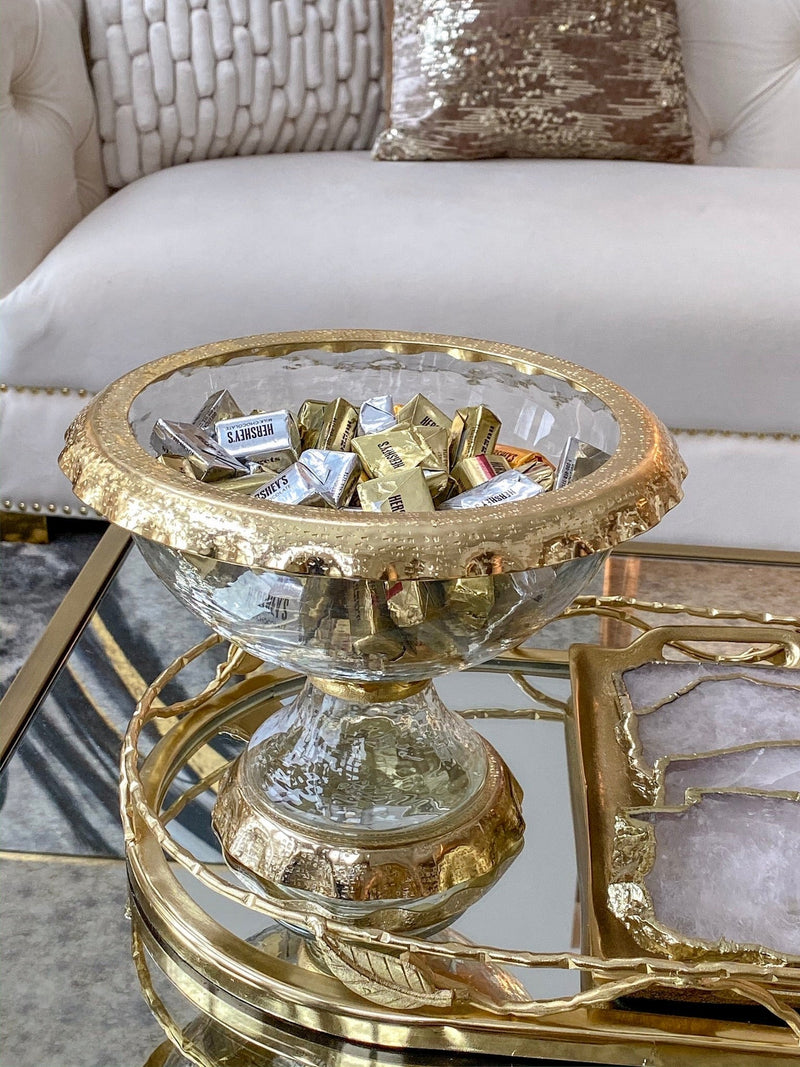 Glass & Gold Metal Bowl-Inspire Me! Home Decor