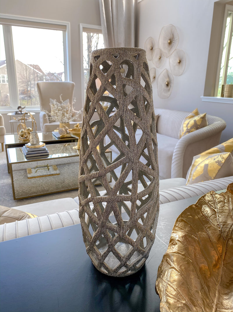 Champagne Ceramic Cut-Out Vase-Inspire Me! Home Decor