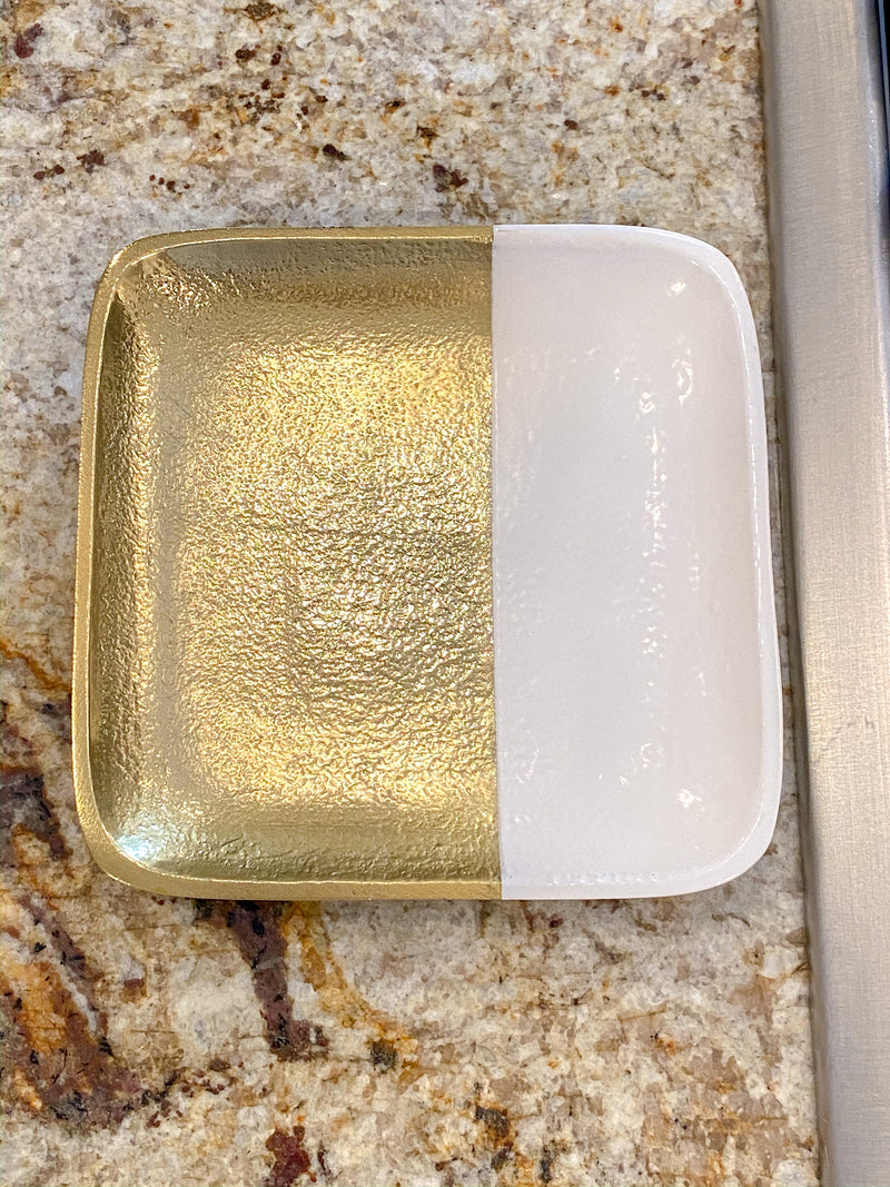 Gold and White Square Plate-Inspire Me! Home Decor