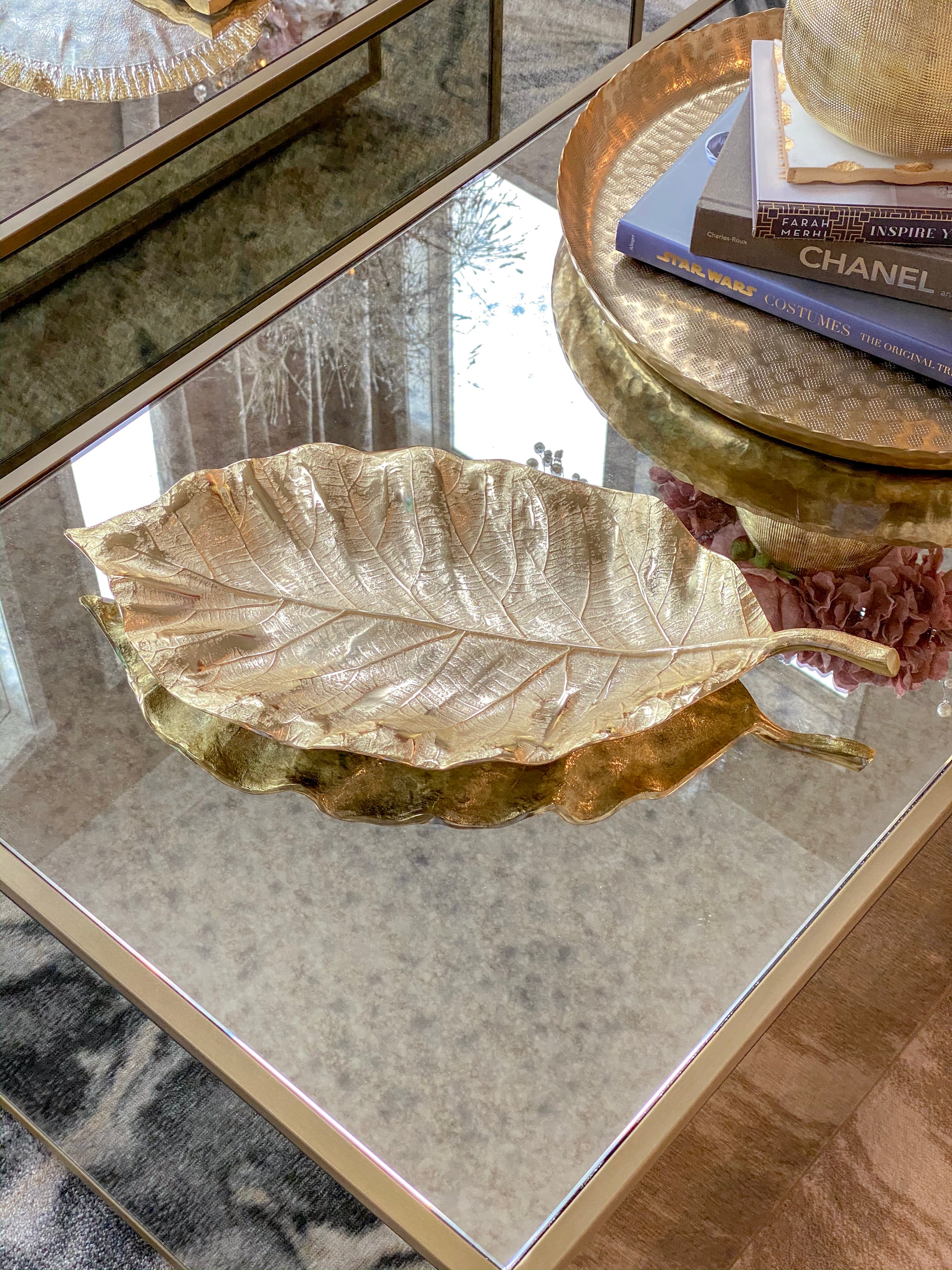 Textured Metal Leaf Tray-Inspire Me! Home Decor