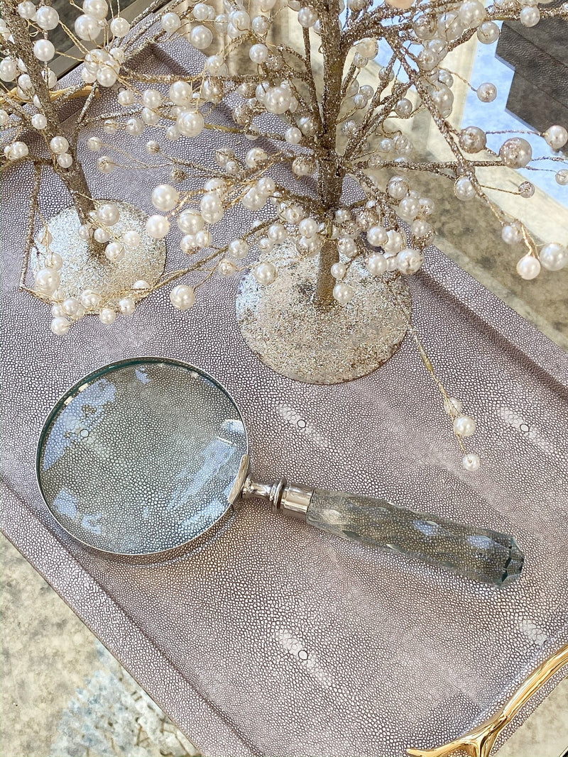 Large Silver Magnifying Glass with Textured Glass Handle-Inspire Me! Home Decor