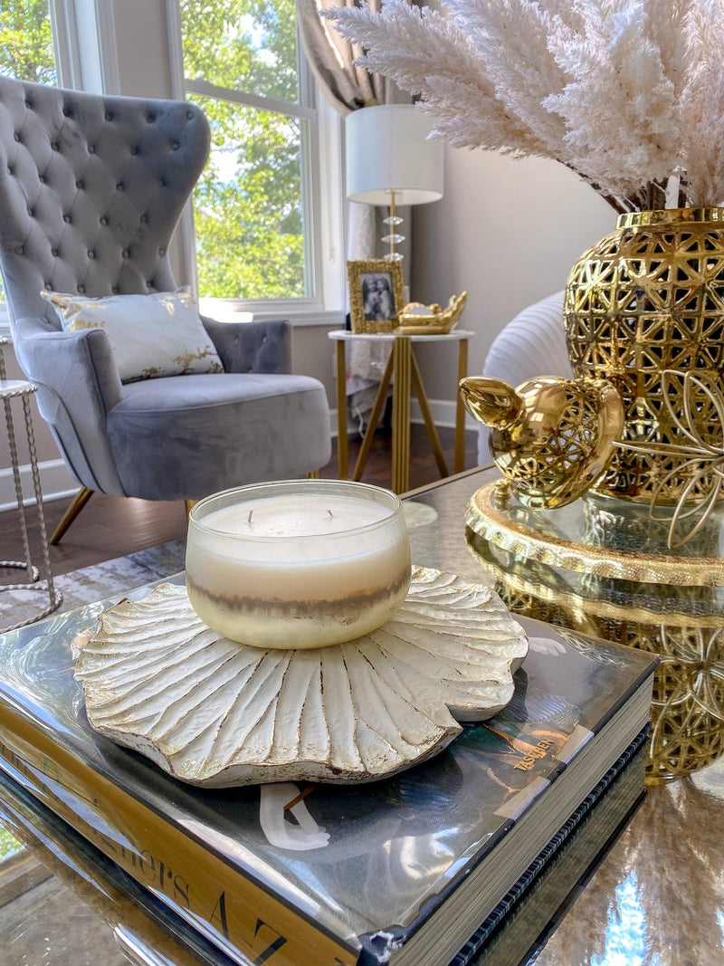 White Organic Lotus with Gold Edge-Inspire Me! Home Decor