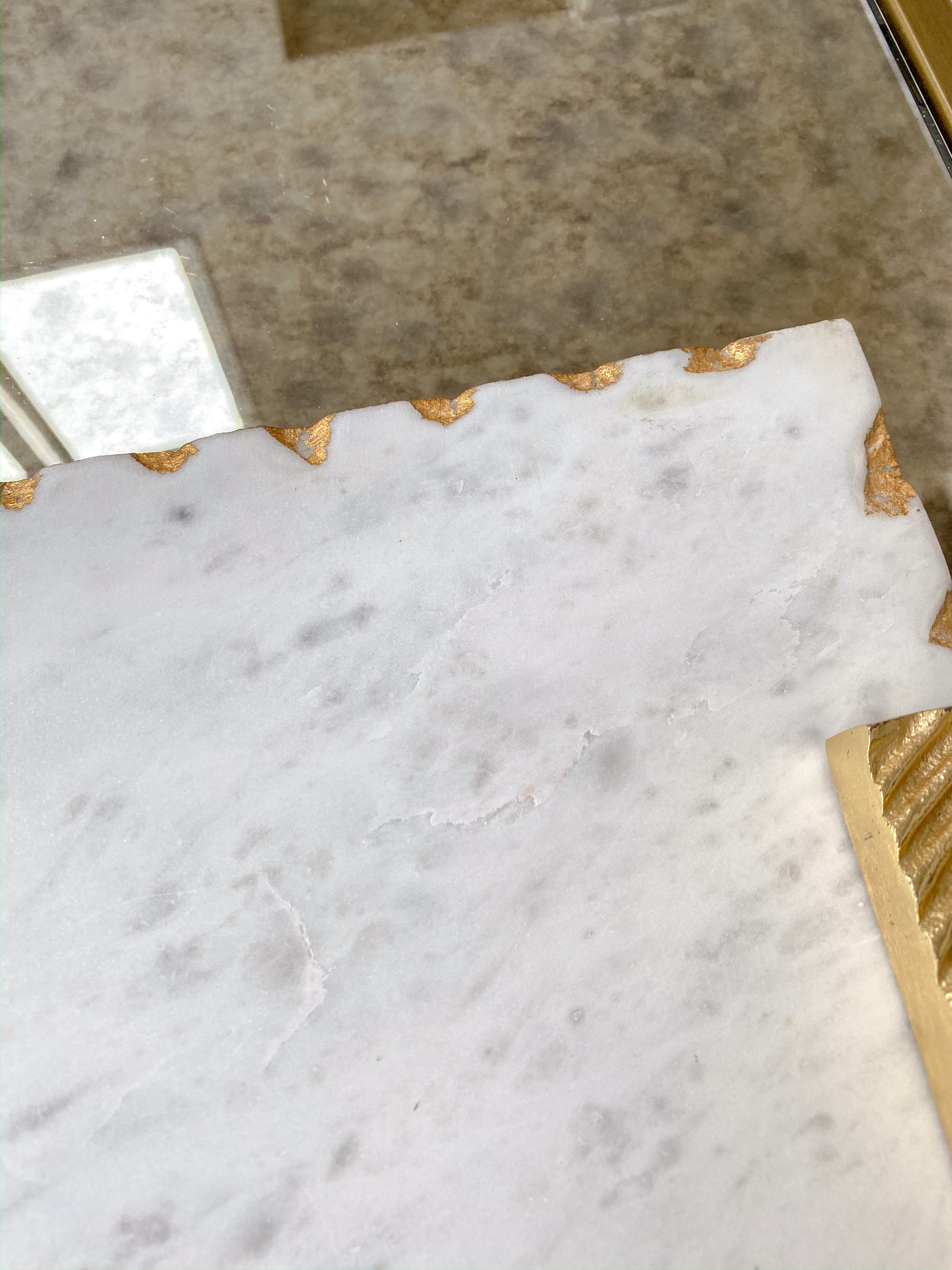 Marble Tray w/ Gold Edge and Textured Handles-Inspire Me! Home Decor