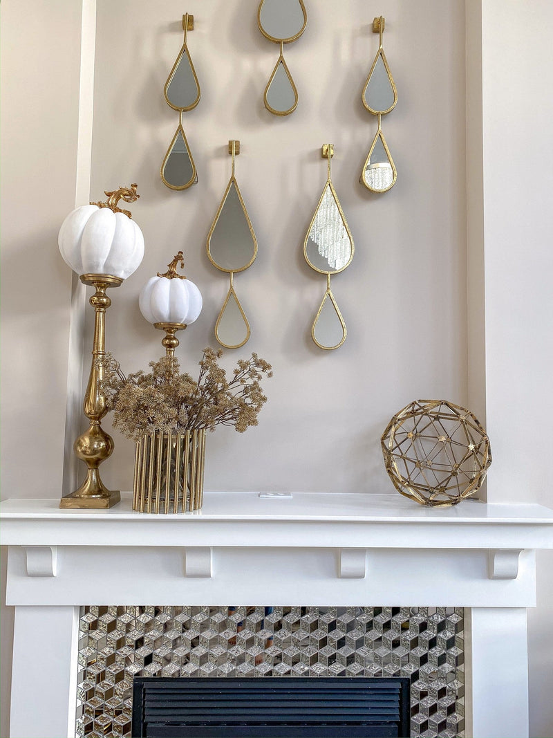 Large White Velvet Decorative Pumpkin with Gold Stem-Inspire Me! Home Decor