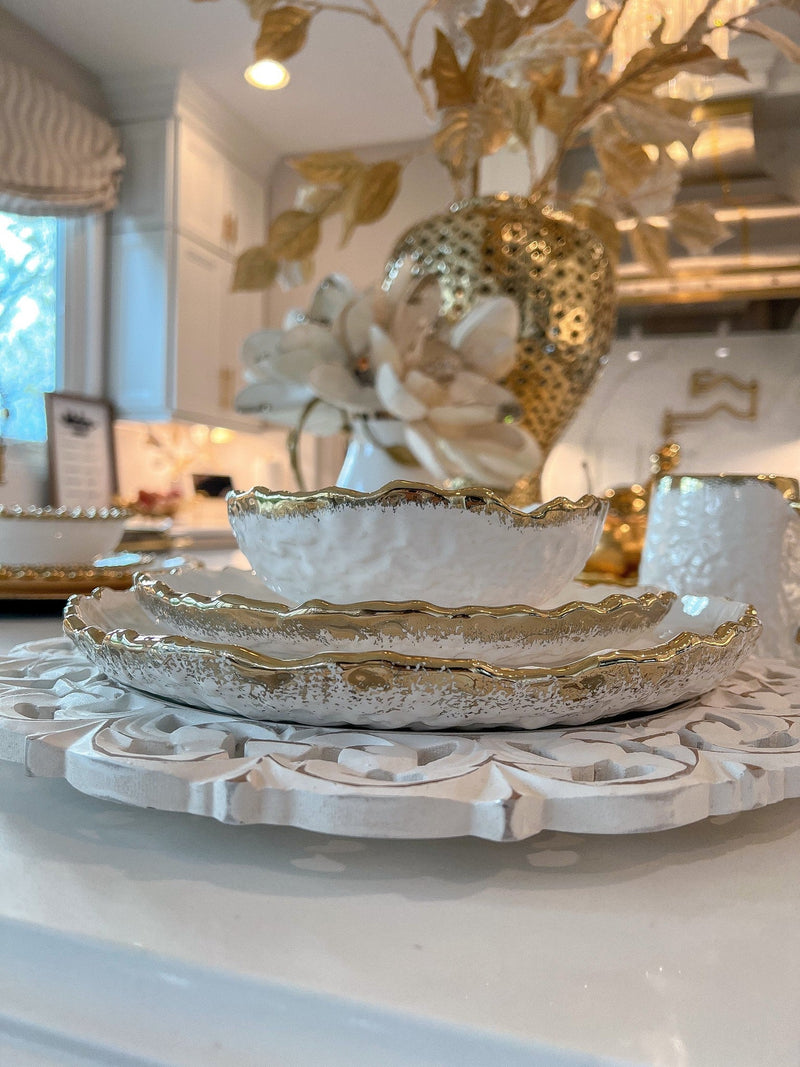 White and Gold Ombre Dinner Set-Inspire Me! Home Decor