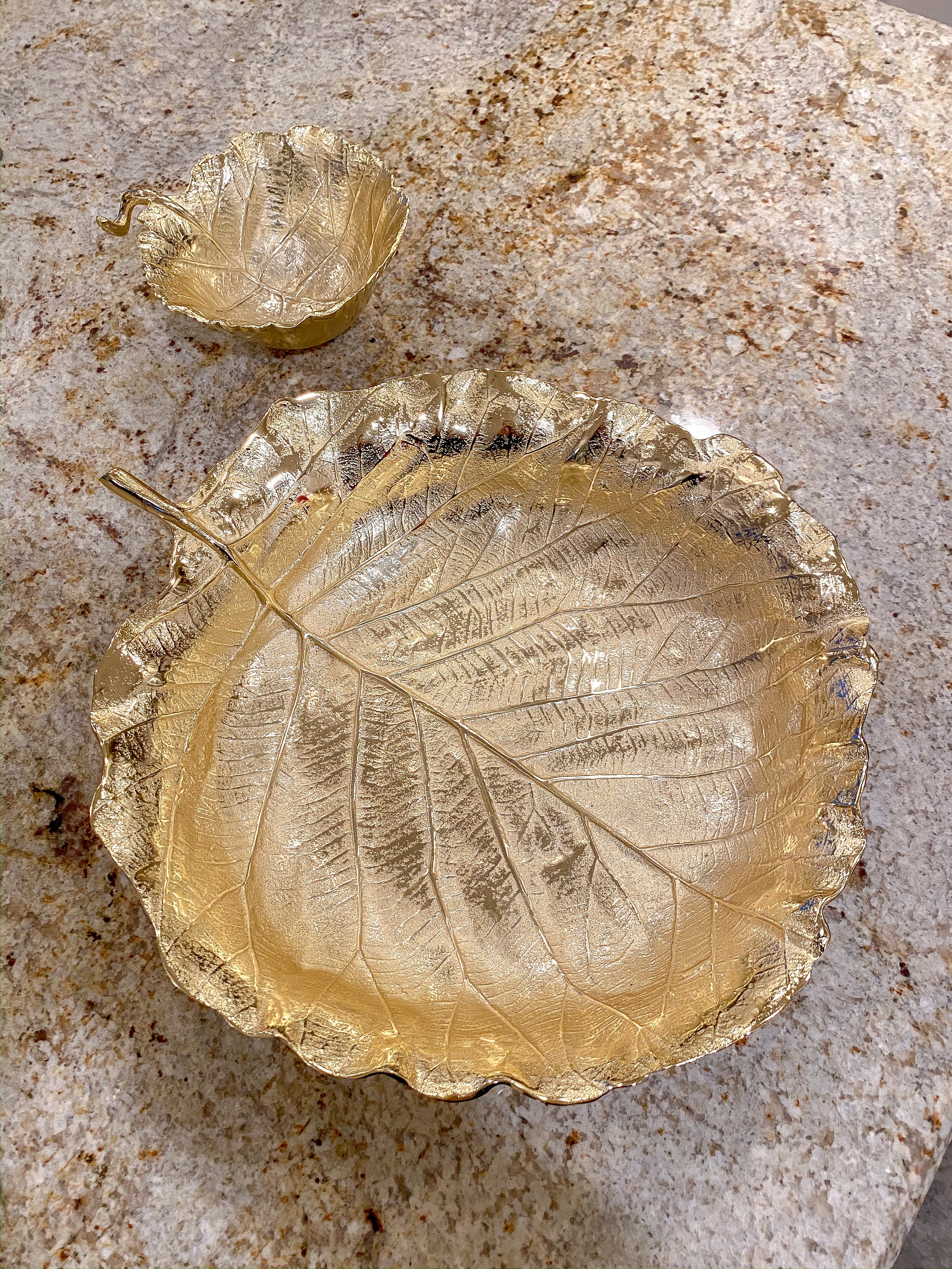 Gold Leaf Serving Bowl with Dip Holder-Inspire Me! Home Decor