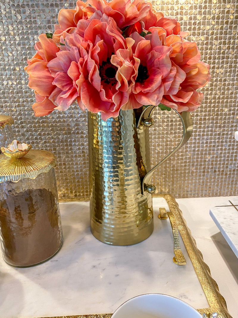 Gold Hammered Texture Pitcher (2 Sizes)-Inspire Me! Home Decor