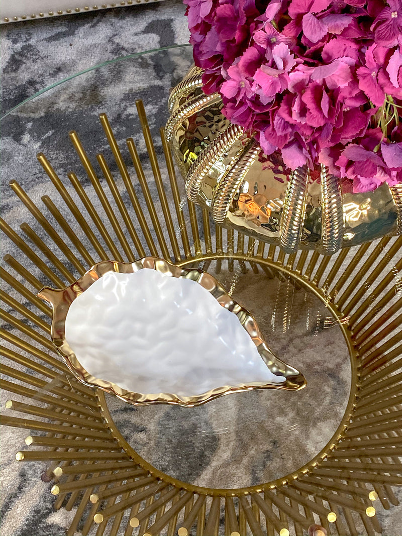 Porcelain Leaf Bowl with Gold Edge-Inspire Me! Home Decor