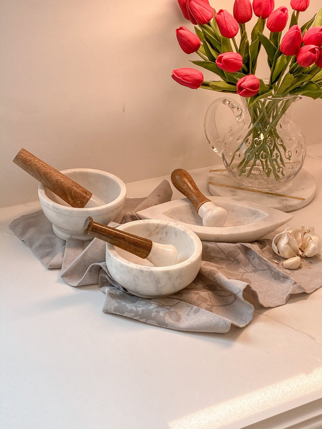 French Kitchen Mini Marble Mortar and Pestle