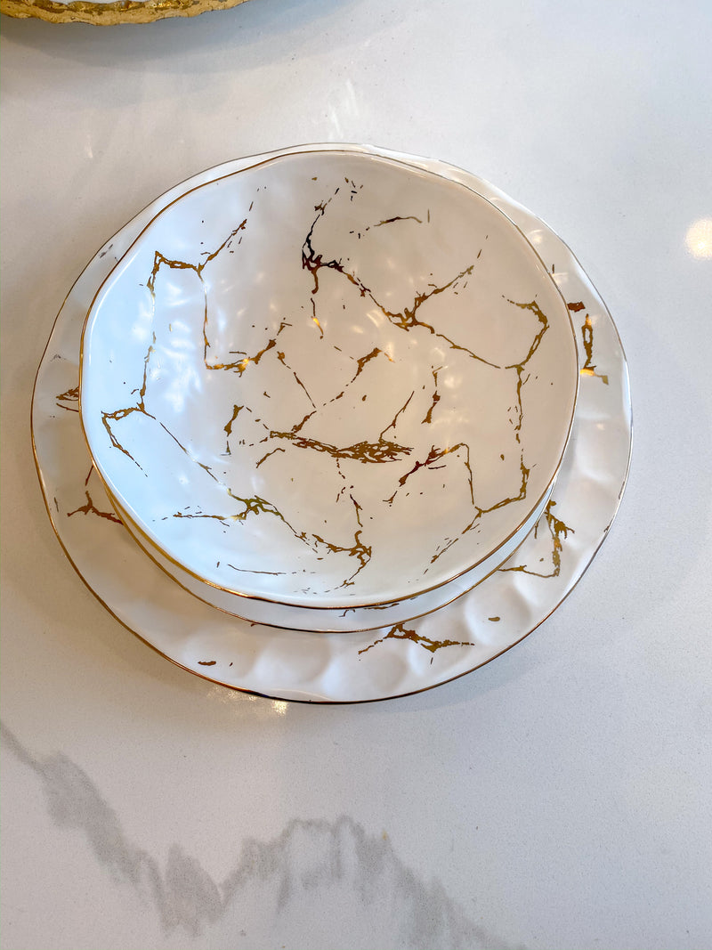 Metallic Marbled Dinnerware Set (Sold Separately)-Inspire Me! Home Decor