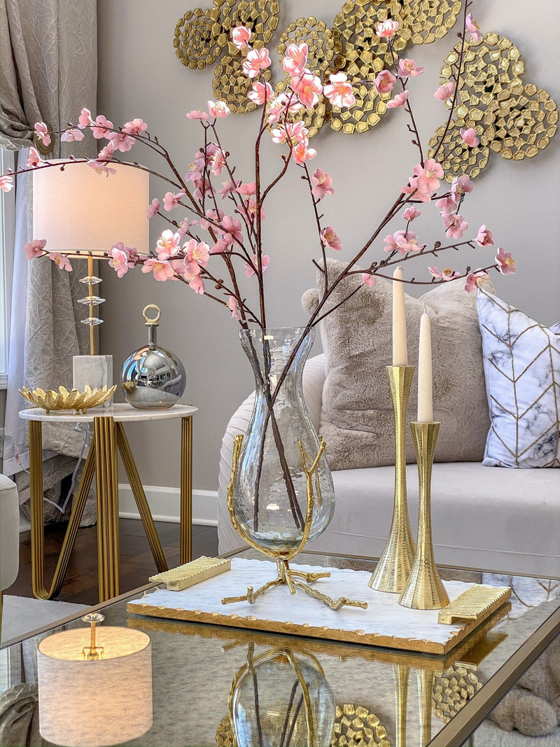 Large Glass Vase w/ Gold Branch Base-Inspire Me! Home Decor