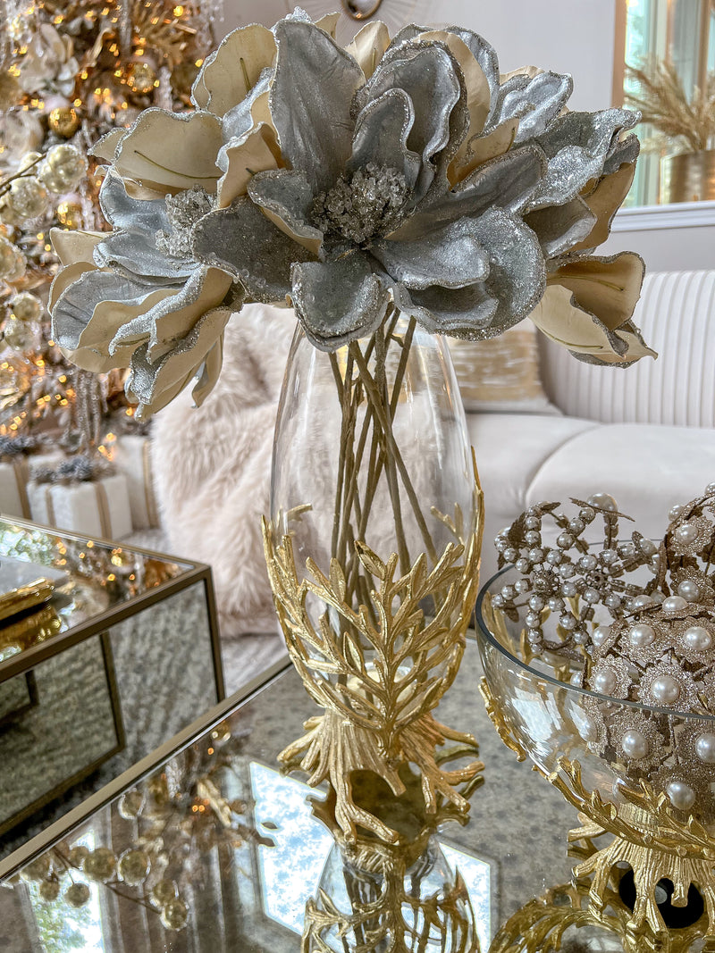Gold Metal Branch and Glass Vase-Inspire Me! Home Decor