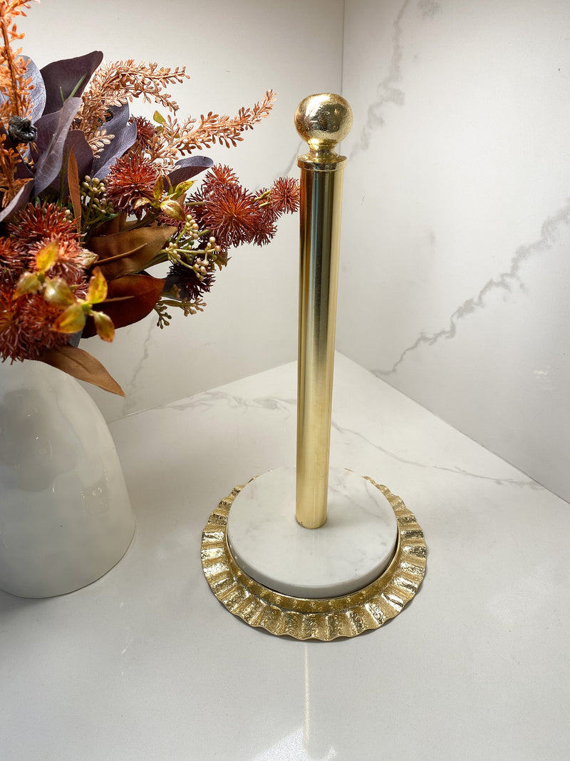 Gold Ripple Edge Paper Towel Holder with Marble Base-Inspire Me! Home Decor