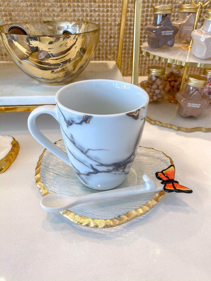 White Stir Spoon w/ Monarch Butterfly Topper-Inspire Me! Home Decor