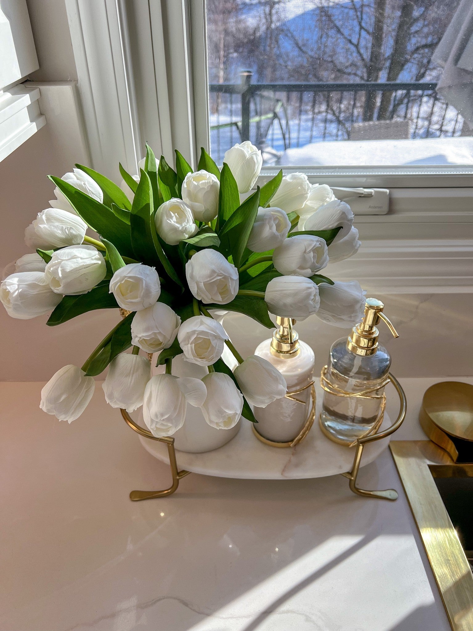 13" Real Touch White Tulip Bundle