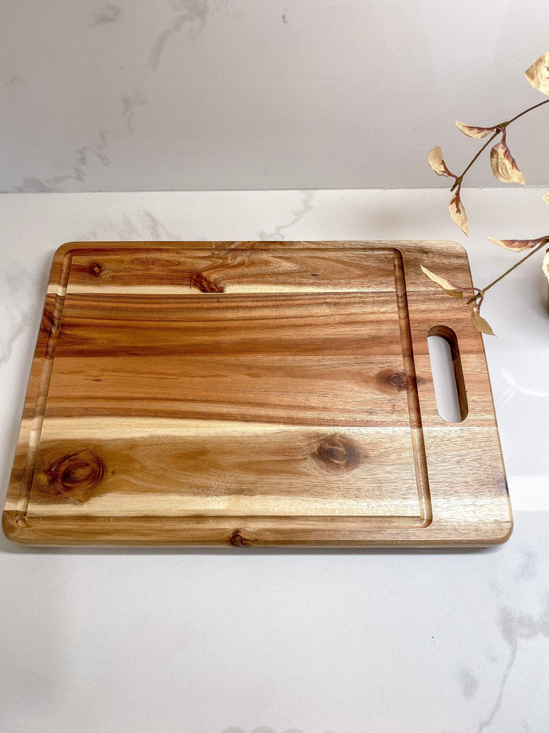 Large Wood Cutting Board With Handle and Groove-Inspire Me! Home Decor