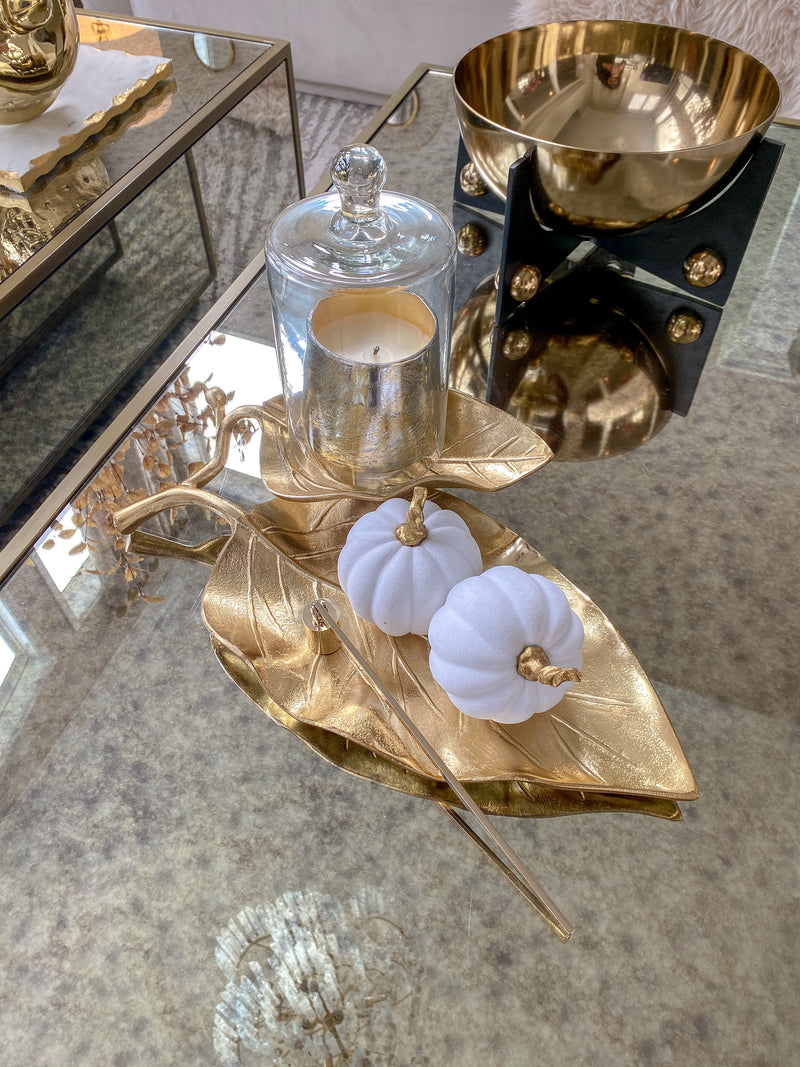 Gold Double Leaf Platter-Inspire Me! Home Decor