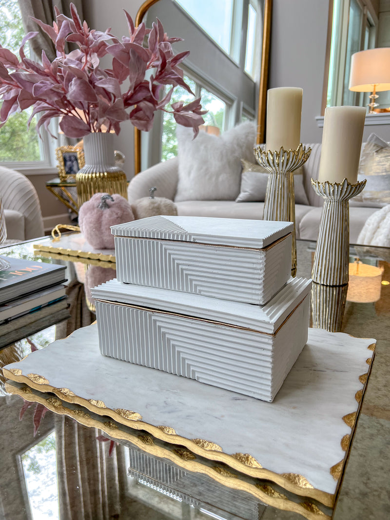 White and Gold Decorative Boxes (2 Sizes)
