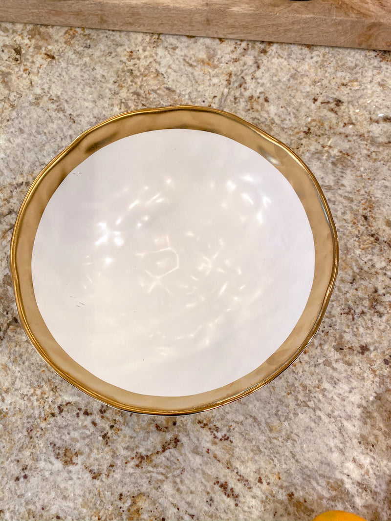 Gold Rim Porcelain Bowl-Inspire Me! Home Decor
