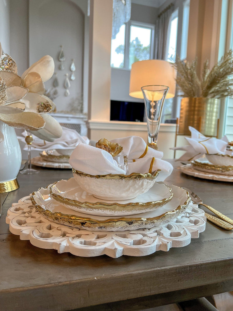 White and Gold Ombre Dinner Set-Inspire Me! Home Decor