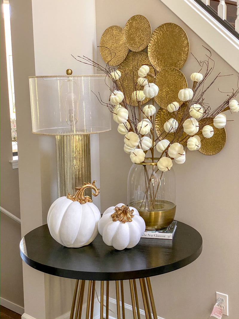 Mini Fall Cream Velvet Pumpkin Stem-Inspire Me! Home Decor