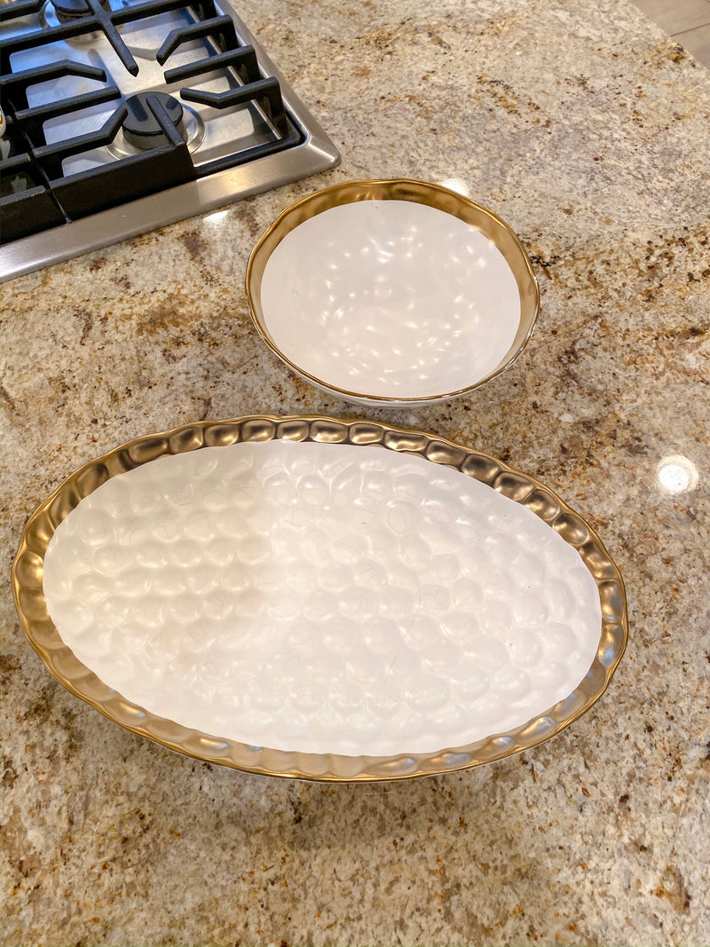 Gold Rim Porcelain Bowl-Inspire Me! Home Decor