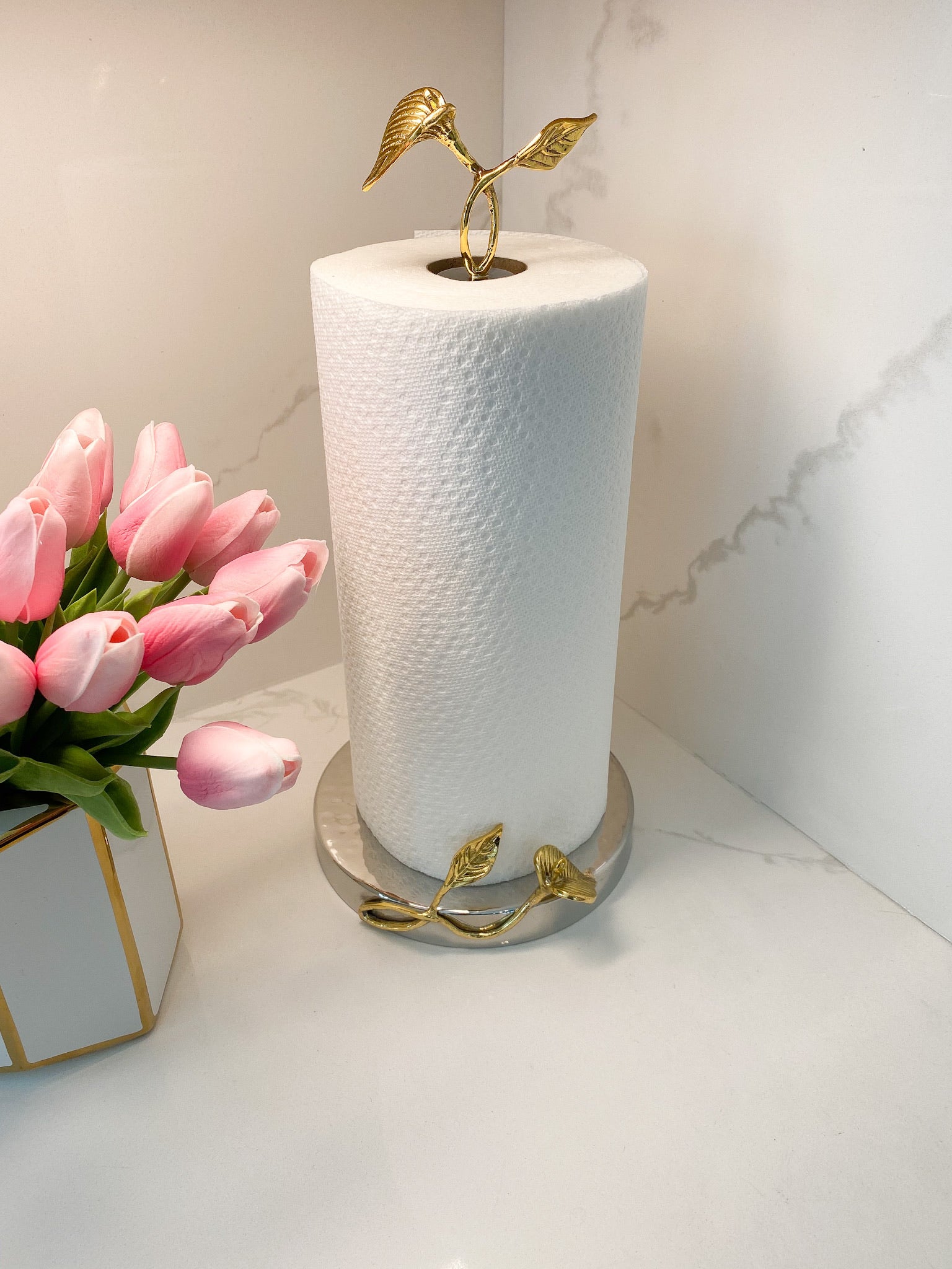 Gold Leaf Detailed Paper Towel Holder ( Available in 2 Sizes)-Inspire Me! Home Decor